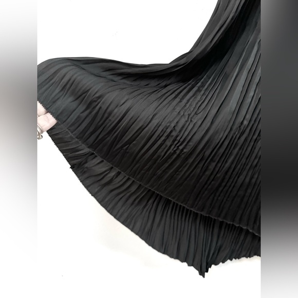ALL SAINTS black pleated v neck dress black satin size SMALL - Picture 10 of 13